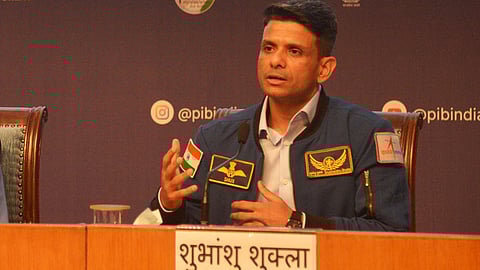 Astronaut Shubhanshu Shukla during a press meet on Gaganyaan Missionat at National Media Centre, Raisina Road, New Delhi.