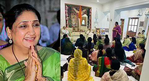 In a widely shared social media post, several women MPs were seated while Sunetra Pawar stood addressing the small gathering.