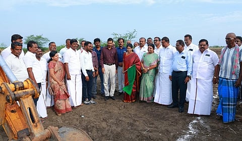 Thoothukudi MP Kanimozhi Karunanidhi launching the scheme at Vilathikulam on Saturday.