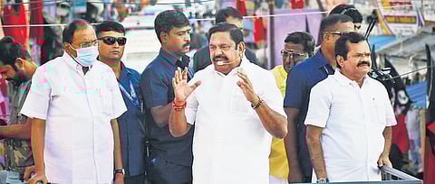 AIADMK general secretary Edappadi K Palaniswami addressing a campaign in Manachanallur near Tiruchy on Sunday