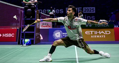 Lakshya Sen in action at the BWF World Championships 2025 in Paris, France, on Monday
