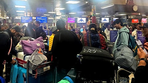 A stranded passenger at Leh Airport shared visuals with this reporter and said, “We are stuck at the airport. It’s total chaos here