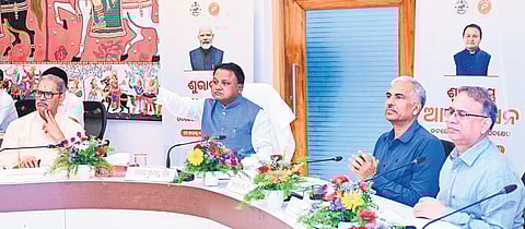 CM Mohan Majhi launching the Ama Shasana digital platform at Lok Seva Bhawan. 