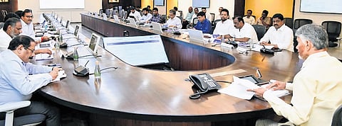 Chief Minister Nara Chandrababu Naidu addressing the 10th SIPB meeting on Thursday
