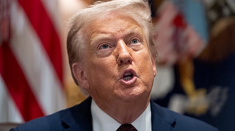 President Donald Trump speaks during a cabinet meeting at the White House, Tuesday, Aug. 26, 2025, in Washington.