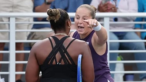 Townsend (L) revealed Ostapenko had accused her of having "no education and no class" in an angry verbal volley following the defeat.