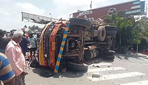 The rumble strips installed on Pollachi - Palladam highway allegedly caused an accident at V Mettur near Kamanaickenpalaym