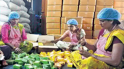 Each shampoo bottle (100 ml) is priced at Rs 32.50 and each soap (100 gm) at Rs 31. 