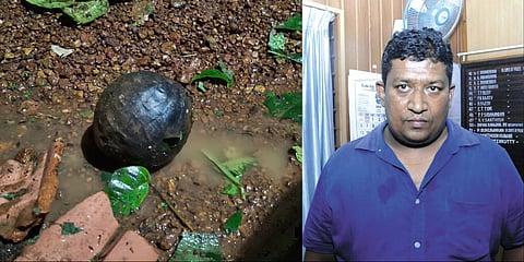 An unexploded country-made bomb discovered at the site (L). Anup Malik, who rented the house (R). 