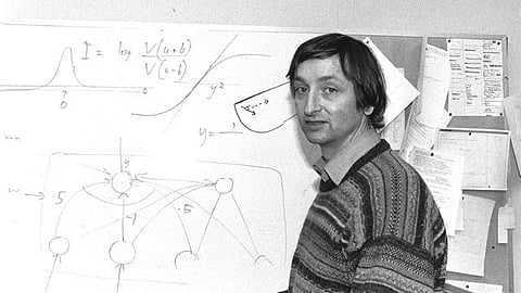 This late 1980s photo provided by the Canadian Institute for Advanced Research shows computer scientist Geoffrey Hinton in Toronto.