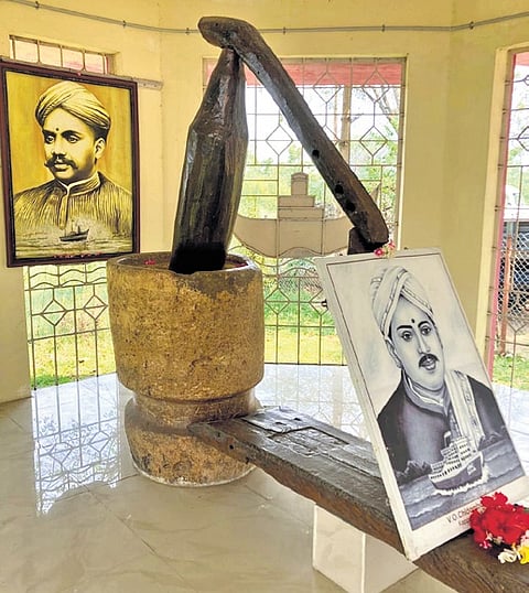 The oil press was manually operated by VO Chidambam Pillai at Coimbatore Central prison campus and the cell where  he had served his sentence for more than two years in 1908