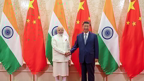 In this image received on Aug. 31, 2025, Prime Minister Narendra Modi with Chinese President Xi Jinping during a meeting, in Tianjin, China. 