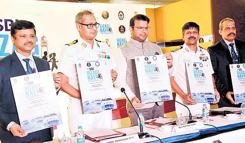 INS Kalinga Commanding Officer and VNM Director Commodore Anirudha Roy and  GVMC Commissioner Ketan Garg unveiled the marathon poster. 