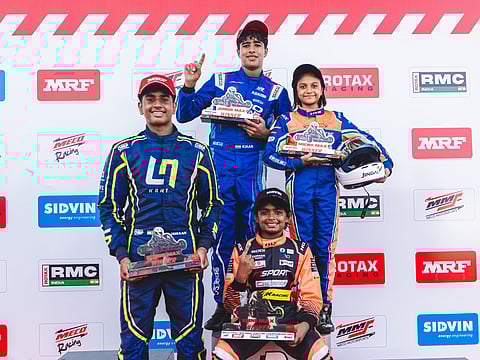 The winners (left to right): Ishaan Madesh, Kiaan Shah, Arshi Gupta and Rivaan Dev Preetam (sitting)