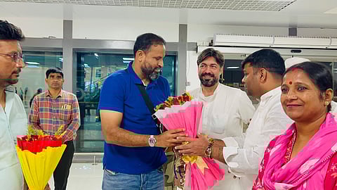 TMC's Yusuf Pathan at Patna to join the Voter Adhikar Yatra, 