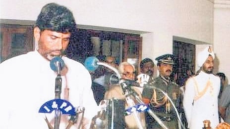 File photo of Nara Chandrababu Naidu taking oath as Chief Minister of Andhra Pradesh for the first time 30 years ago.