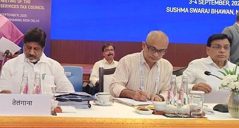 Deputy Chief Minister and Finance Minister Mallu Bhatti Vikramarka attends the 56th GST Council meeting held in New Delhi on Wednesday.