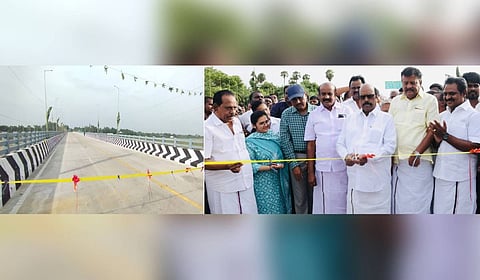 Minister for Public Works, Highways and Ports E V Velu on Tuesday inaugurated a high-level bridge constructed across the Palar river on the Puthuppadi–Vada Iluppai road in Cheyyar taluk.