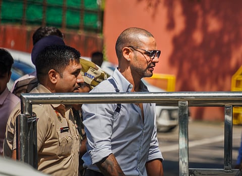 Former cricketer Shikhar Dhawan arrives at Enforcement Directorate (ED) office, in New Delhi, Thursday, Sept. 4, 2025. 