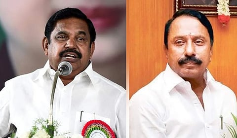 AIADMK general secretary Edappadi K Palaniswami (L) and senior leader K A Sengottaiyan.
