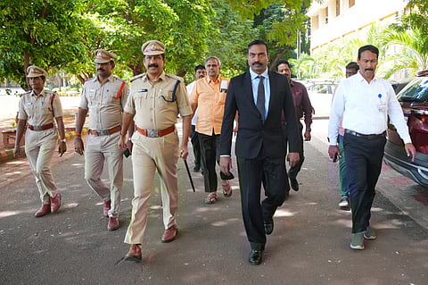 EAGLE chief Ake Ravi Krishna during the awareness campaign on ganja and drugs at Siddhartha college on Friday. 