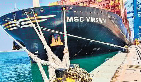 The ship departed for Spain on Sunday morning after completing cargo operations at the port.