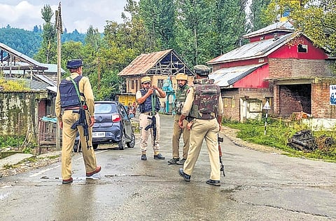 the National Investigation Agency conducts searches at 22 locations in terror-related cases in the district on Monday.