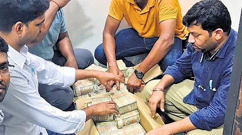 EAGLE teams seize cash at Bharath Kumar Chaganlal and Company in Mumbai.