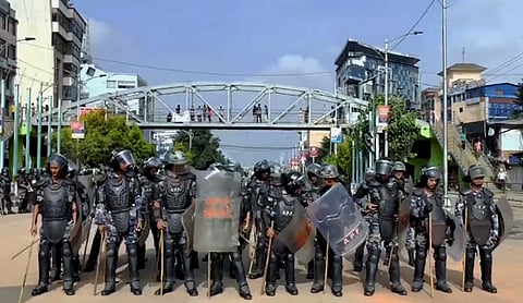 Protesters burn tires, violating the curfew orders in Kathmandu, Nepal, Tuesday, Sept. 9, 2025.