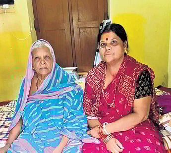 Parbati with her mother Kuntala at Srirampur village of Kendrapara district
