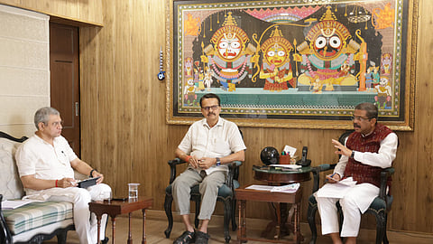Dharmendra Pradhan with Railway minister Ashwini Vaishnaw in presence
and Cuttack MP Bhartruhari Mahtab