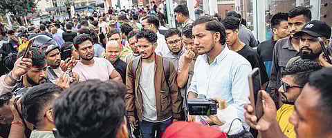 Protesters outside Nepal’s army headquarters during a curfew in Kathmandu on Thursday.