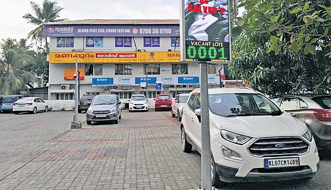 The smart parking facility coming up on the Kaloor metro station premises