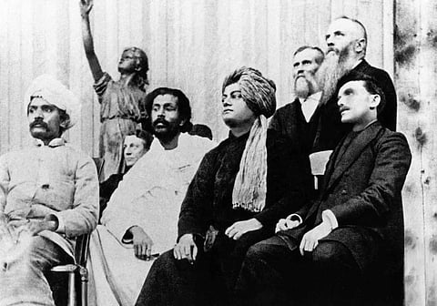 Swami Vivekananda as one of the speakers at the World Parliament of Religions, Chicago, on September 11, in 1893.