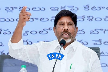 Deputy Chief Minister Mallu Bhatti Vikramarka speaks during a press meet at Secretariat in Hyderabad.