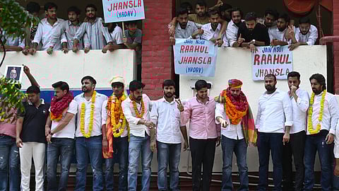 NSUI Panel for DUSU 25, Vice President - Rahul Jhansla Secretary - Kabir Joint Secretary - Lavkush Bhadana final panel candidates for DUSU 2025, in New Delhi on Thursday.