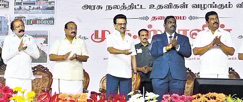 CM MK Stalin inaugurating new projects in Krishnagiri on Sunday.