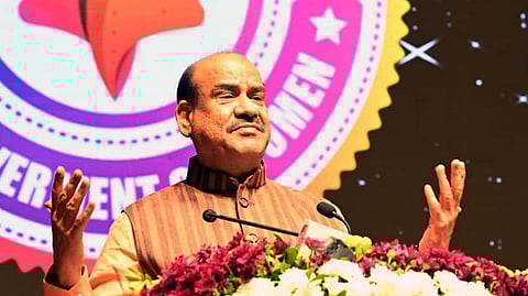 Lok Sabha Speaker Om Birla addresses the international conference titled "Faith and Future: Integrating AI with Spirituality" at Dev Sanskriti Vishwavidyalaya in Haridwar on Tuesday.