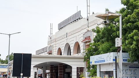 A CCTV camera installed near the entrance of Tiruchy railway junction 