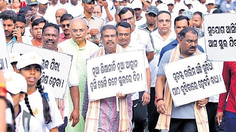Union Minister Dharmendra Pradhan participating in ‘Aasa School Jiba’ on Sunday
