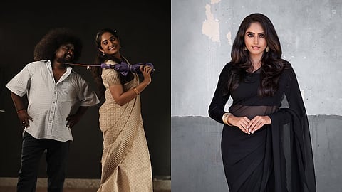 A still from Arasayyanna Prema Prasanga (L) and Rashmitha Gowda (R)