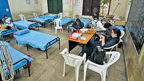 A medical camp set up to treat diarrhoea patients at RR Pet looks almost empty with several residents opting for treatment at private clinics.