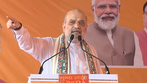 Union Home Minister Amit Shah addressing a party workers' conclave in Bihar.