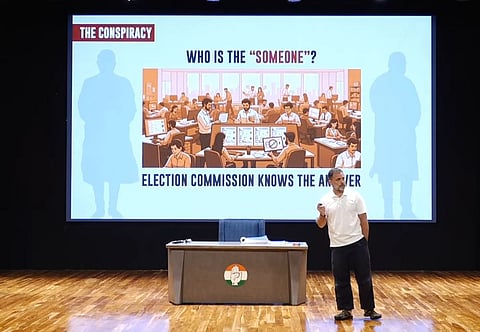 Congress leader rahul Gandhi addresses a press conference at AICC headquarters in New delhi. 
