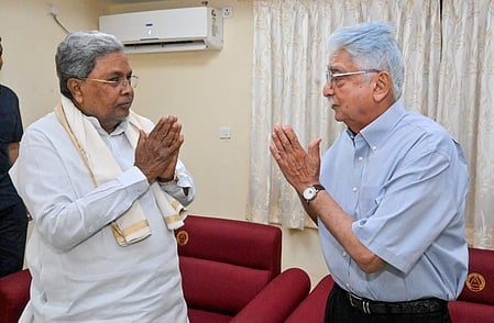 Chief Minister Siddaramaiah with  Wipro's Azim Premji