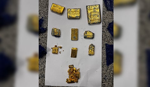 Officers of the Directorate of Revenue Intelligence recovered gold in an iron box.