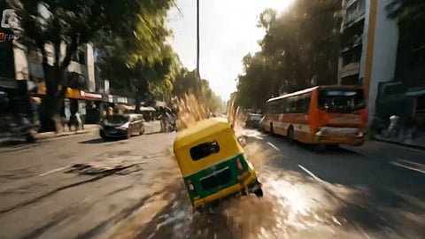 For Grand Theft Autorickshaw, Harin Nitisvaar used AI to 
generate JSON prompts and stitched static frames into a video