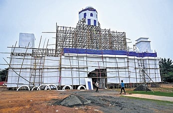 The Durga Puja pandal at Melana Ground