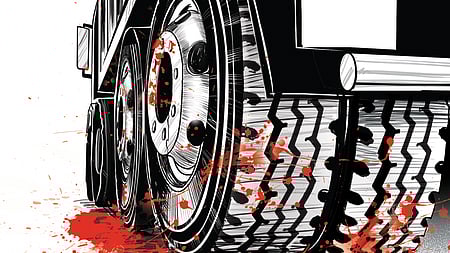 The truck coming from Gurundia ran over Santosh, dragging his body for several metres before coming to a halt.