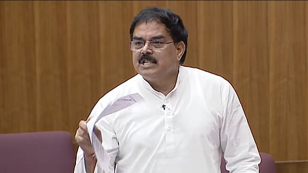 Minister Nadendla Manohar during the council session on Wednesday. 